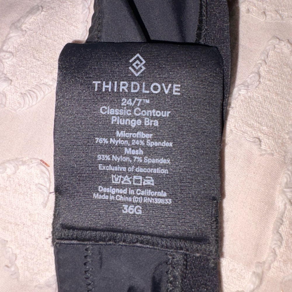 Third Love Size 36G 24/7 Classic Contour Plunge Bra Solid Black Mesh Underwire - Picture 7 of 9